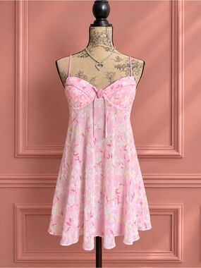 Y2K Pink Floral Chemise Babydoll Dress